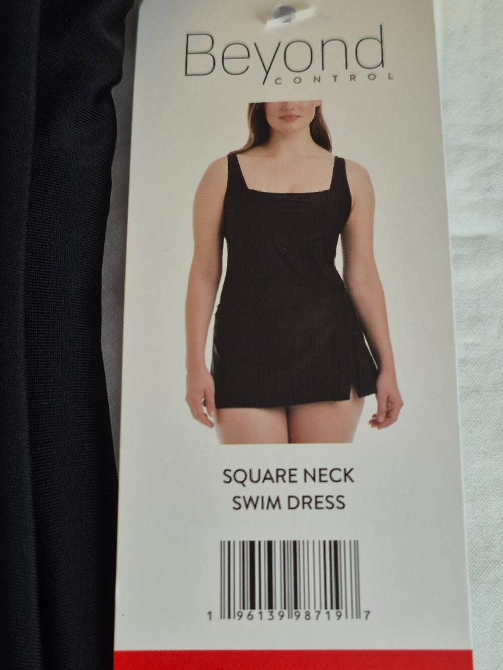 Beyond Control Women's Square Neck Swim Dress, Black, Size Medium, NWT